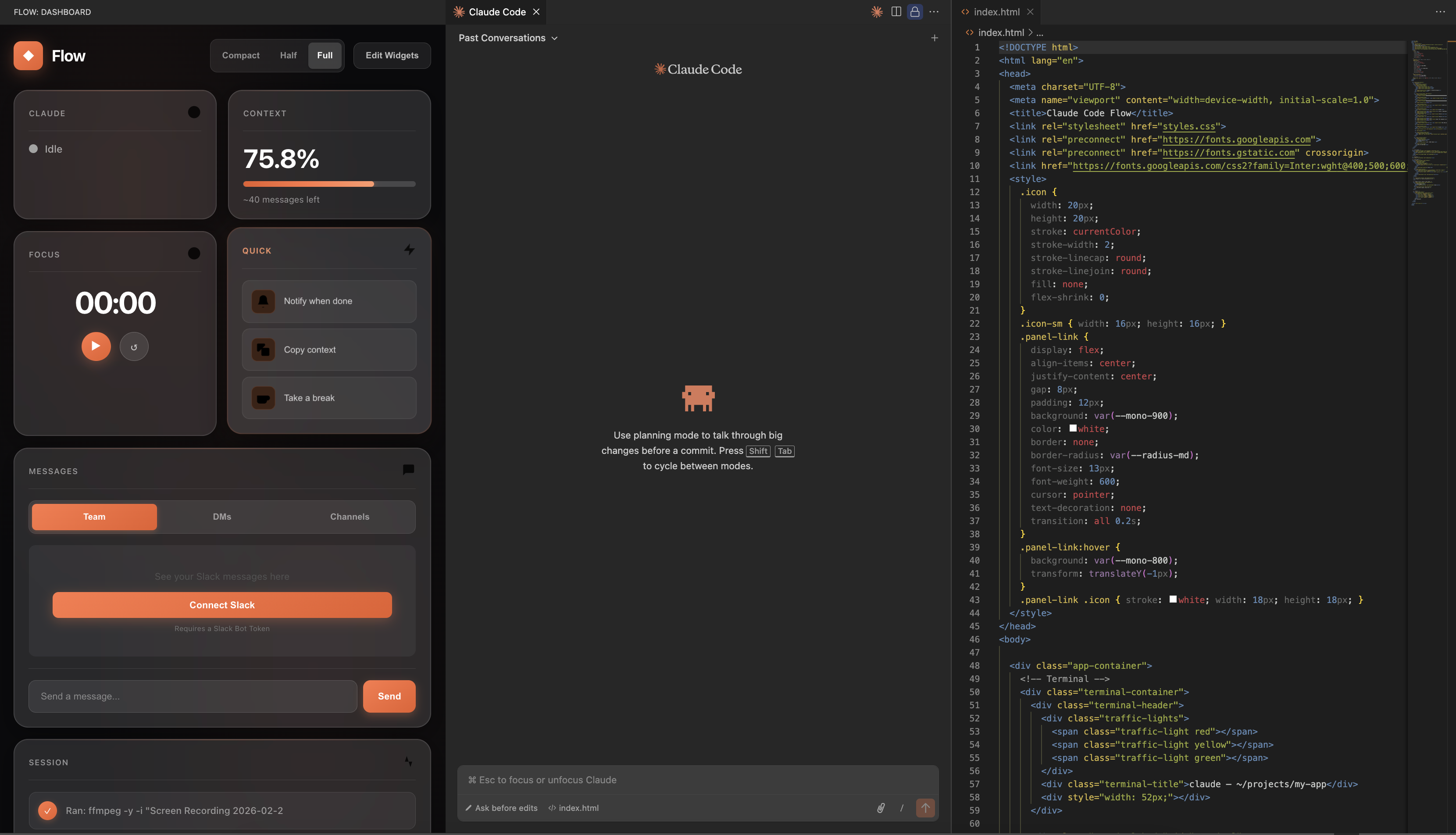 Claude Code Flow dashboard